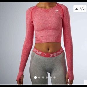 GYMSHARK Pink Seamless Crop Top LARGE